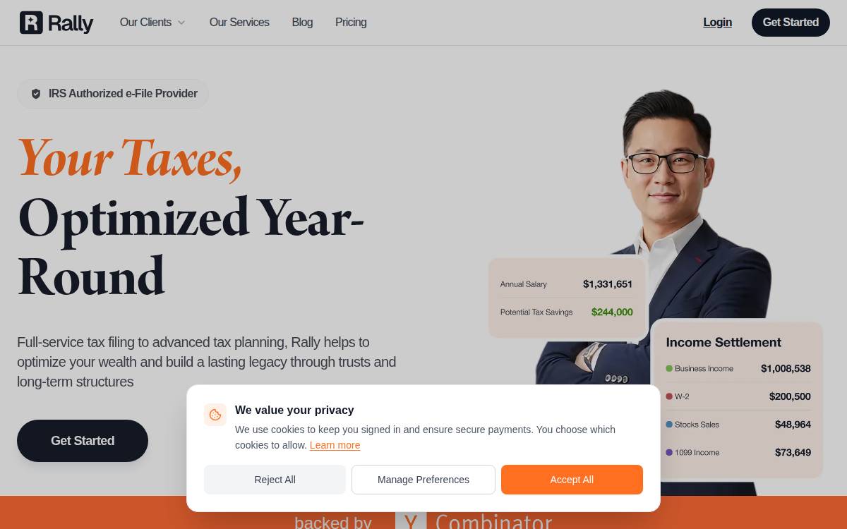 Rally Tax website preview