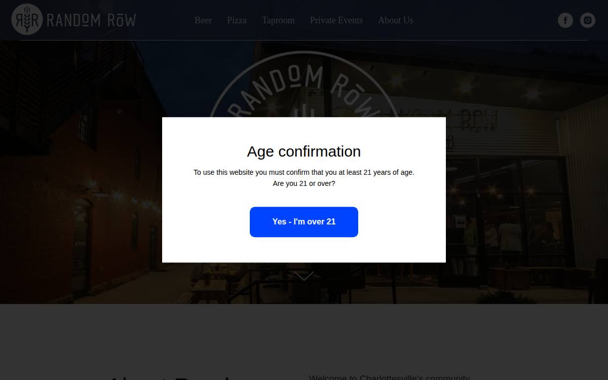 Random Row Brewing website preview