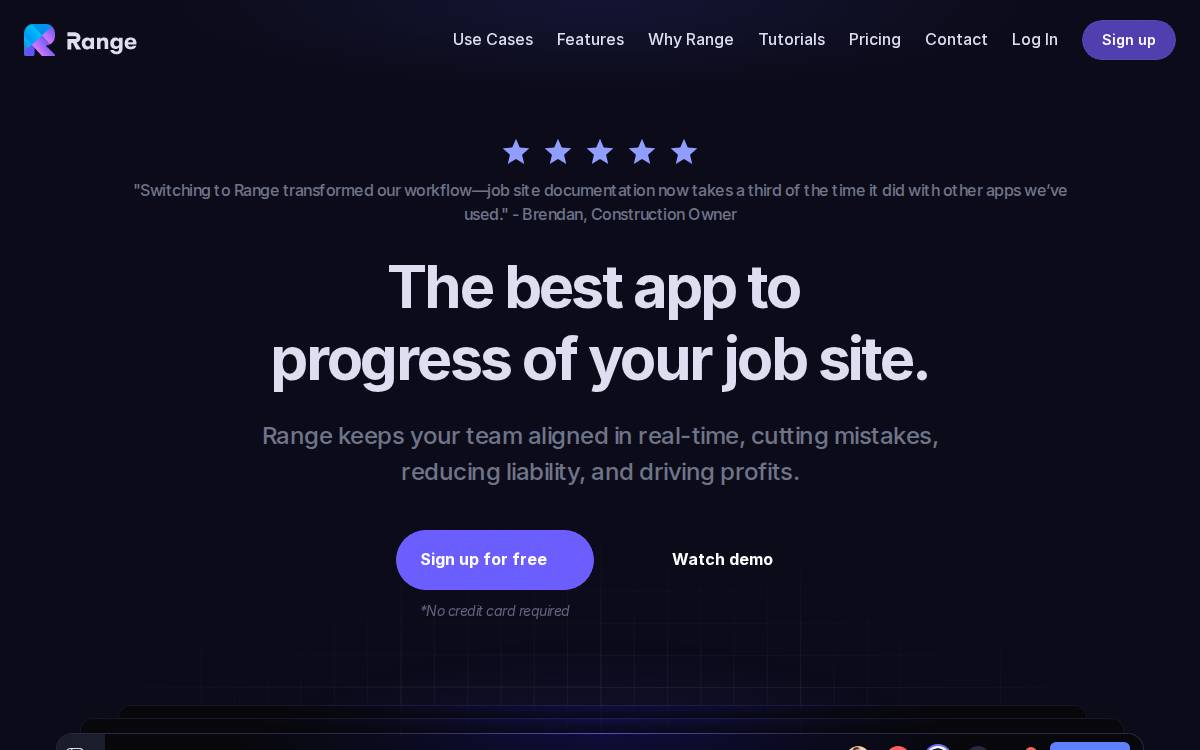 Range website preview