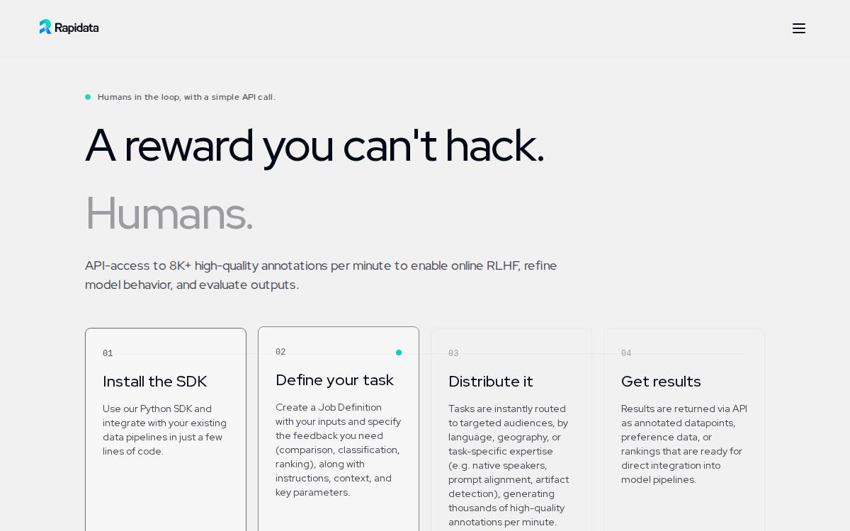 Rapidata website preview