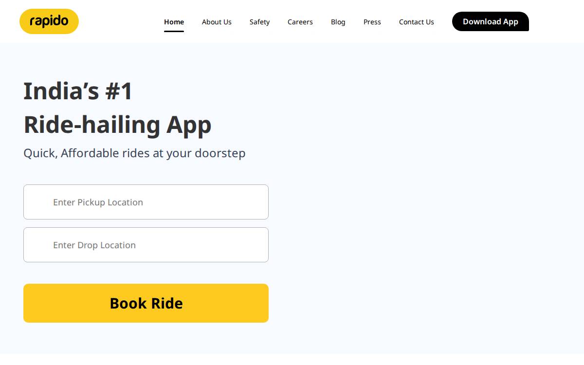 Rapido website preview