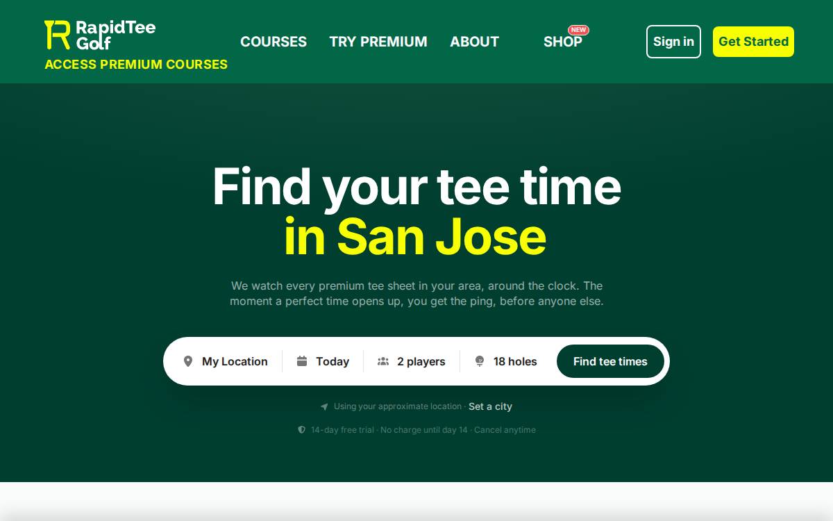 RapidTee Golf website preview