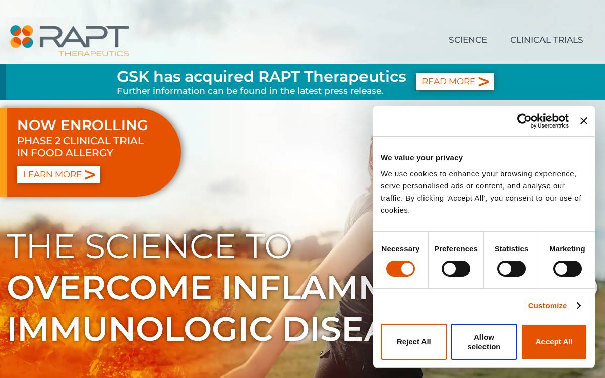 RAPT Therapeutics website preview