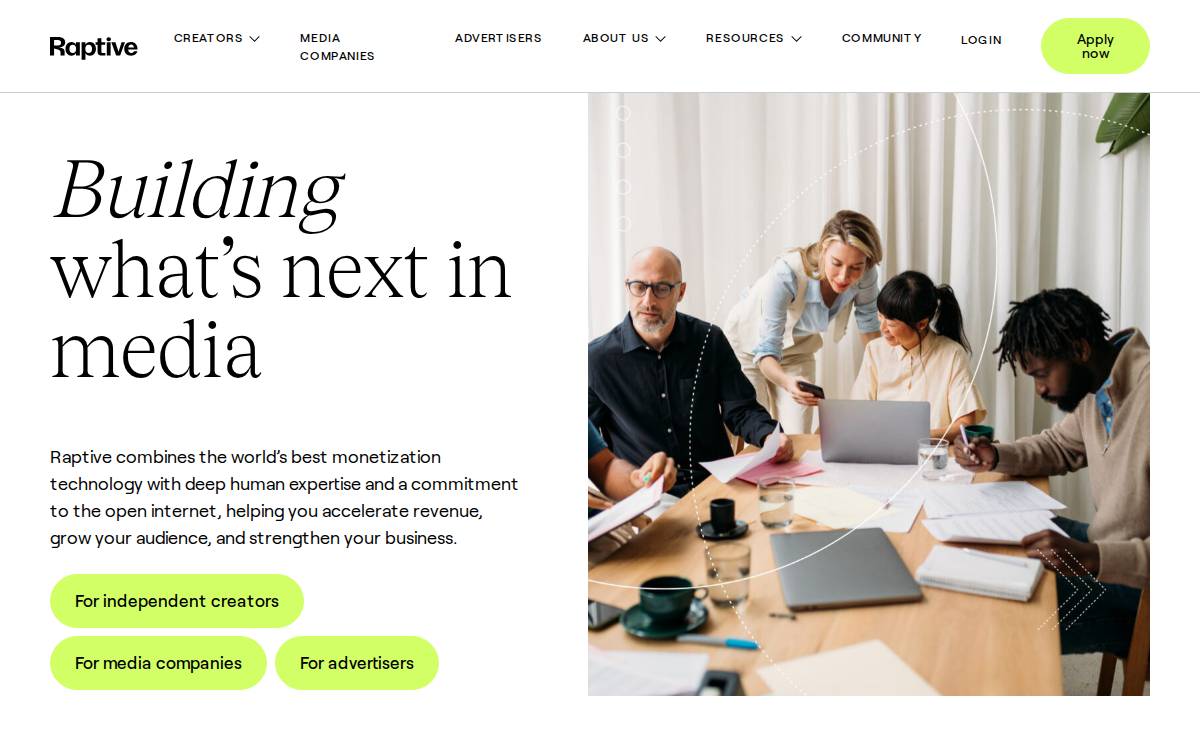 Raptive website preview