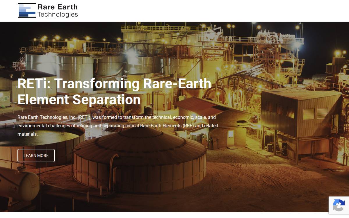 Rare Earth Technologies website preview