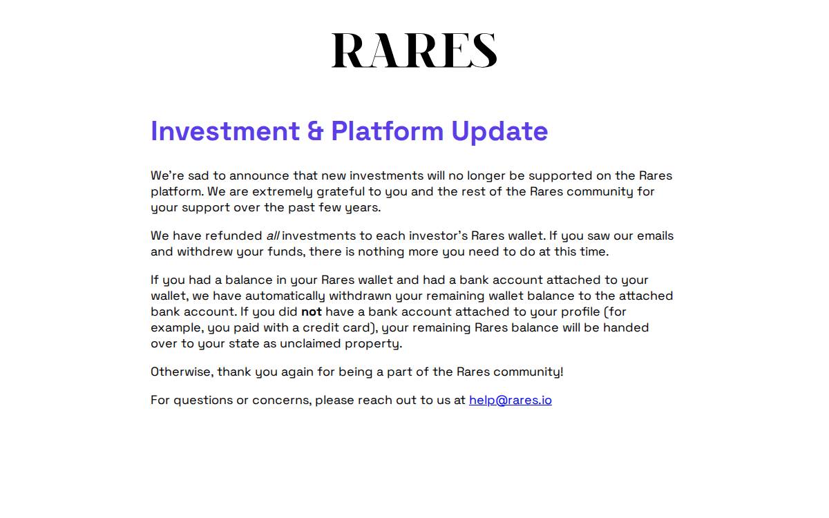 Rares website preview