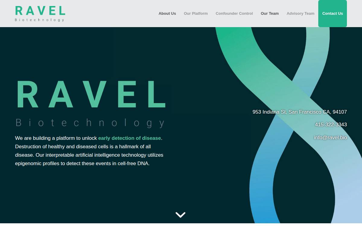 Ravel Biotechnology website preview