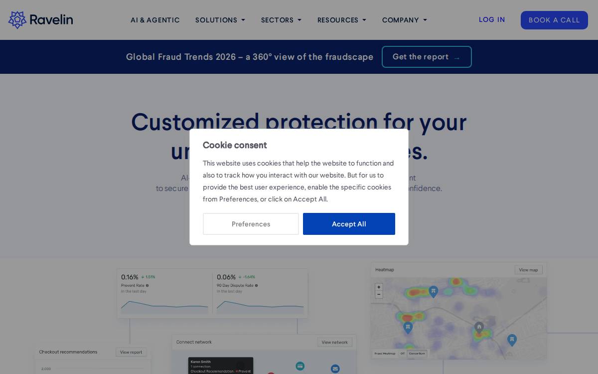 Ravelin Technology website preview