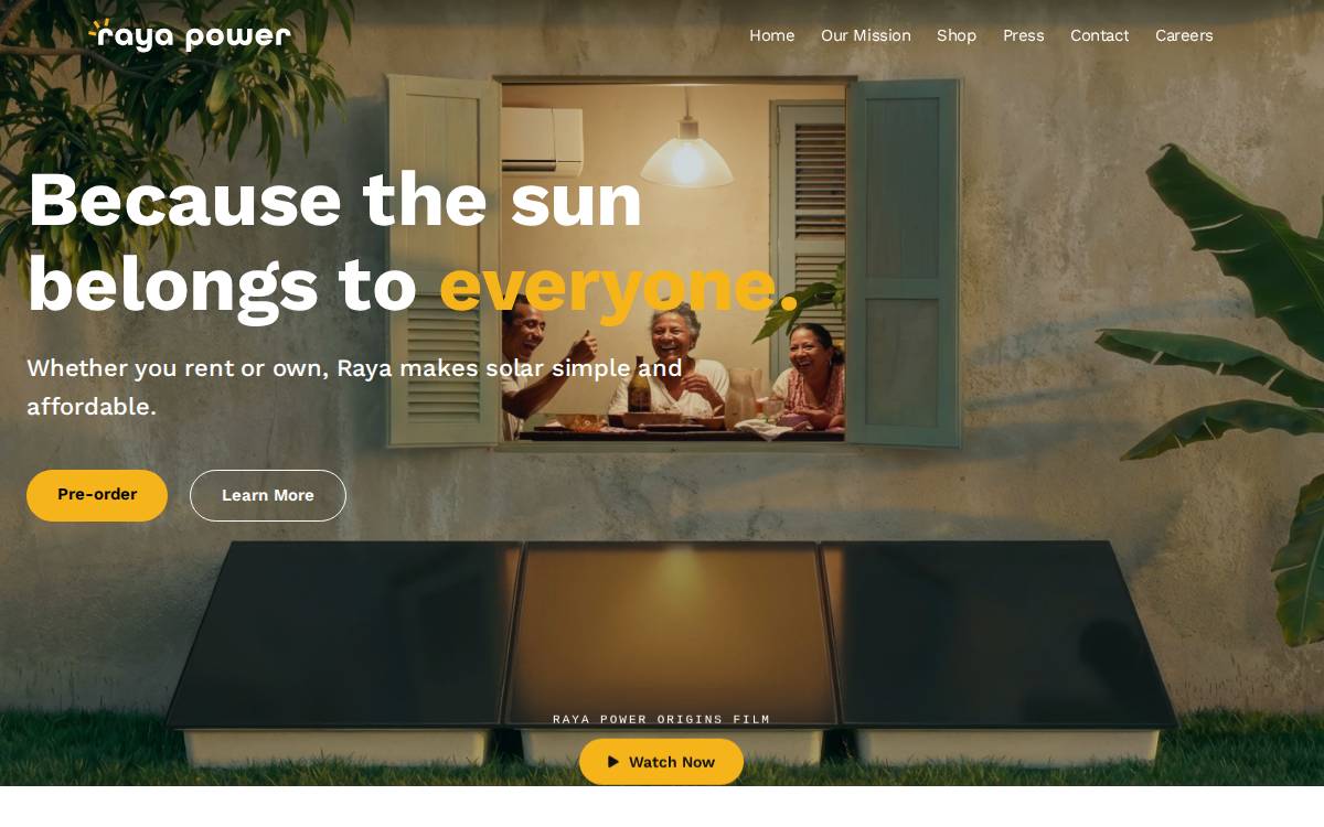 Raya Power website preview