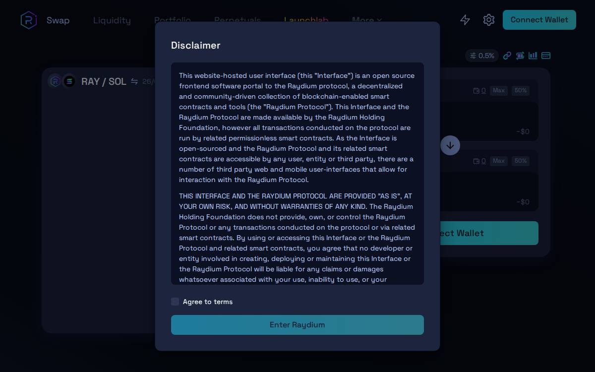 Raydium website preview