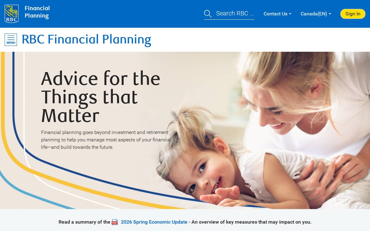 RBC Financial Planning website preview
