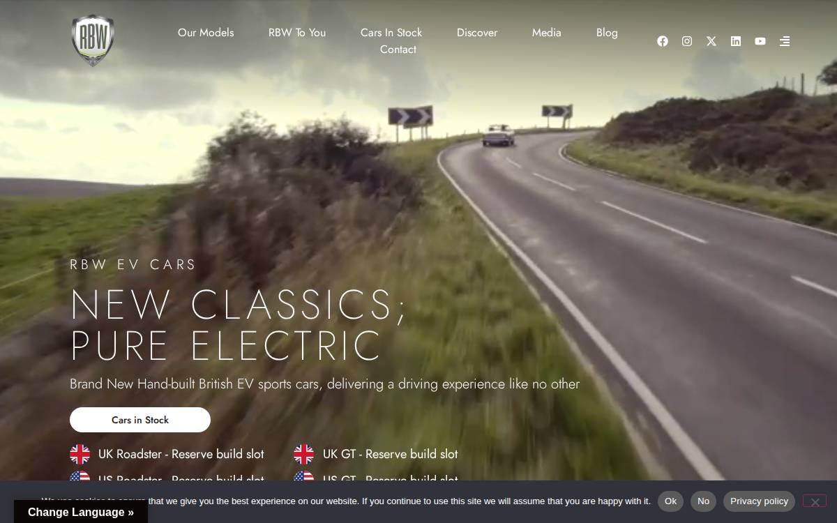 Rbwevcars website preview
