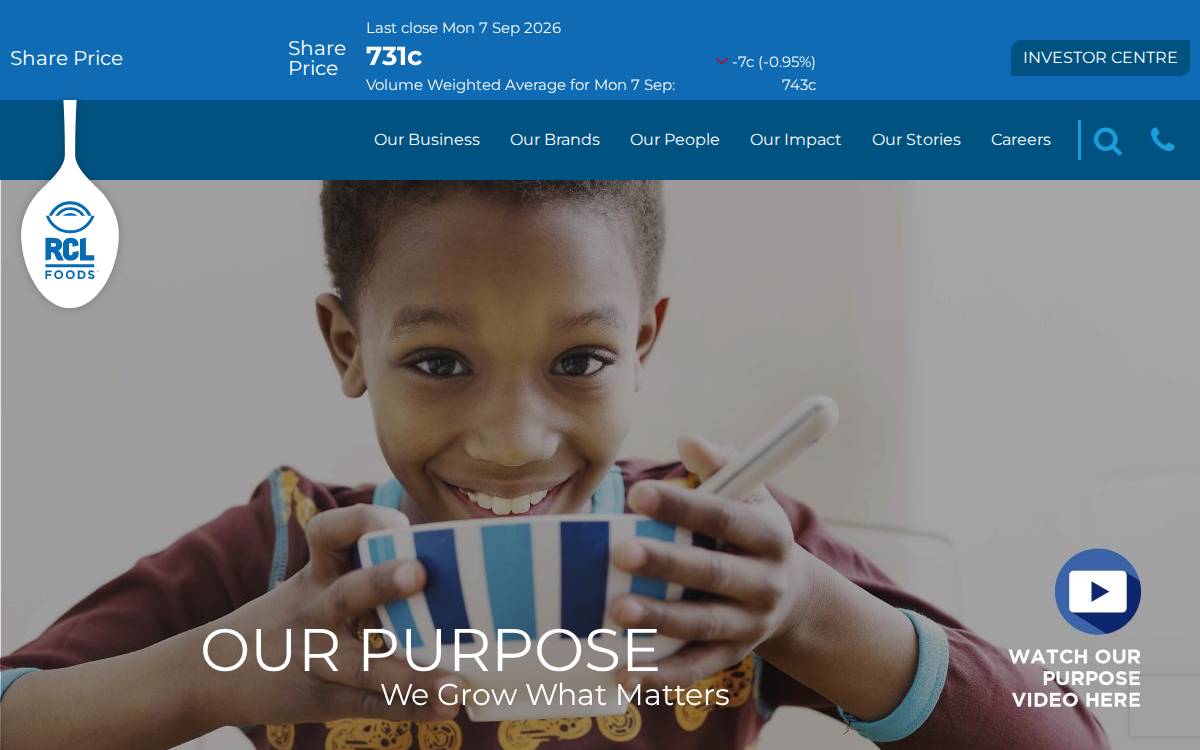 RCL Foods website preview