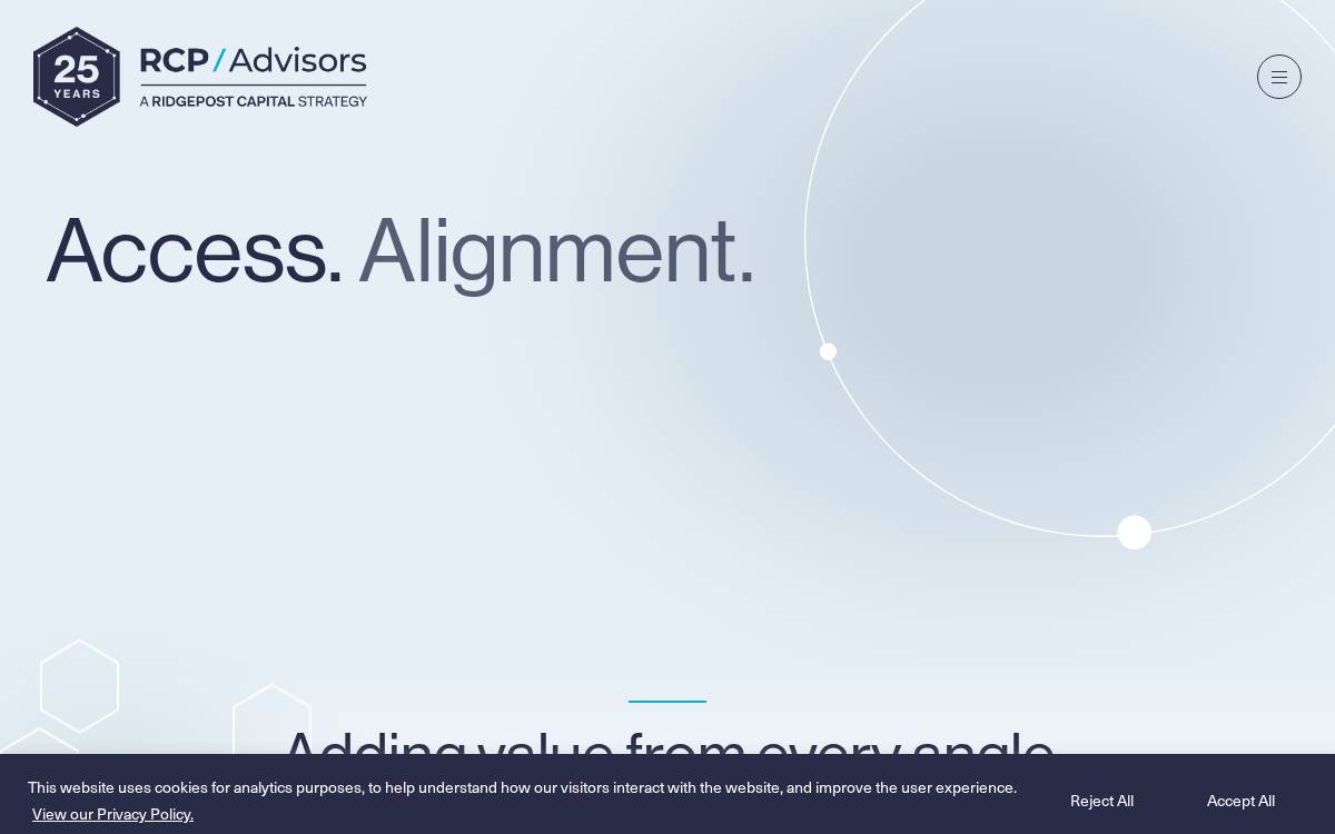 RCP Advisors website preview