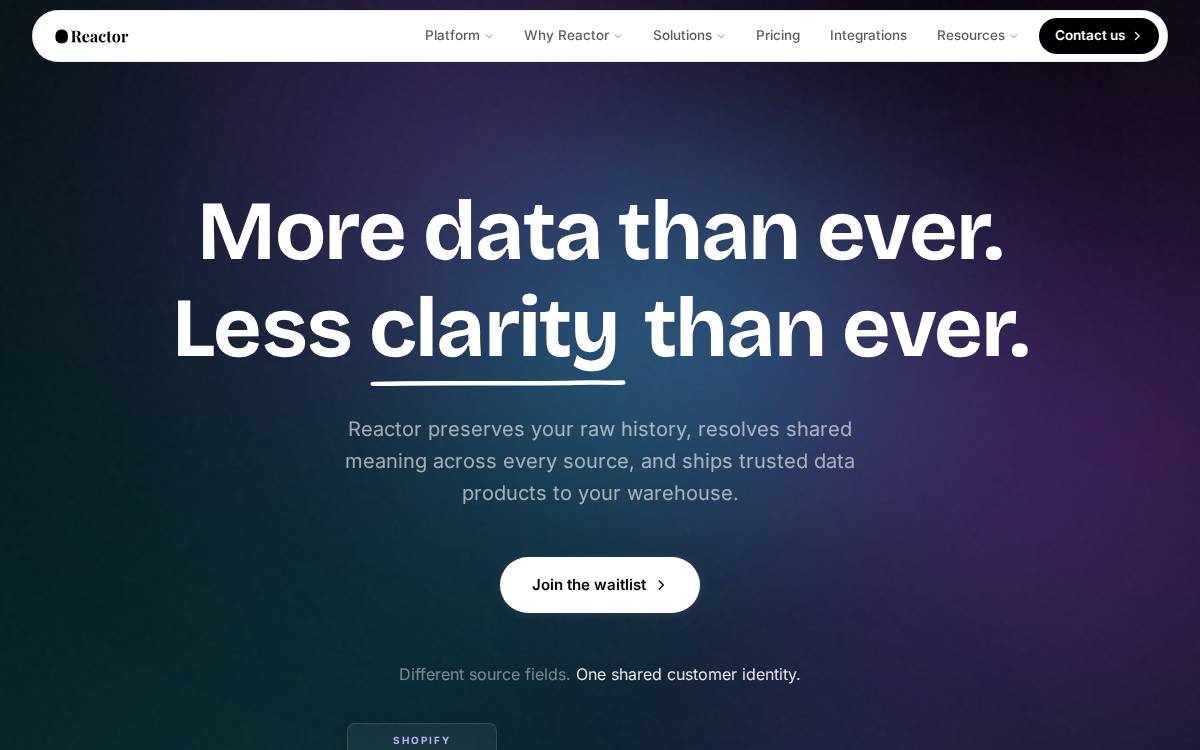 Reactor Data website preview