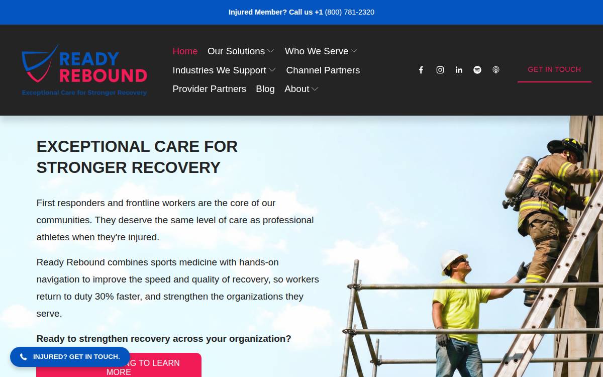 Ready Rebound website preview