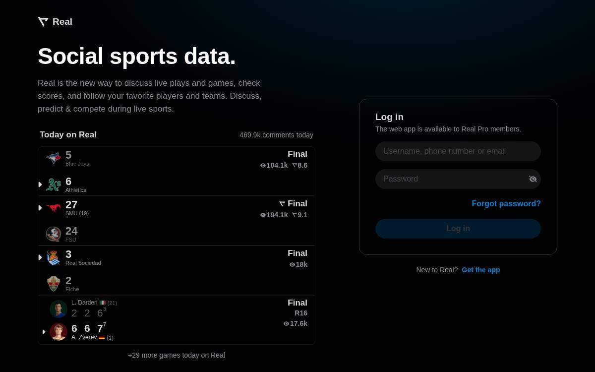 Real Sports website preview