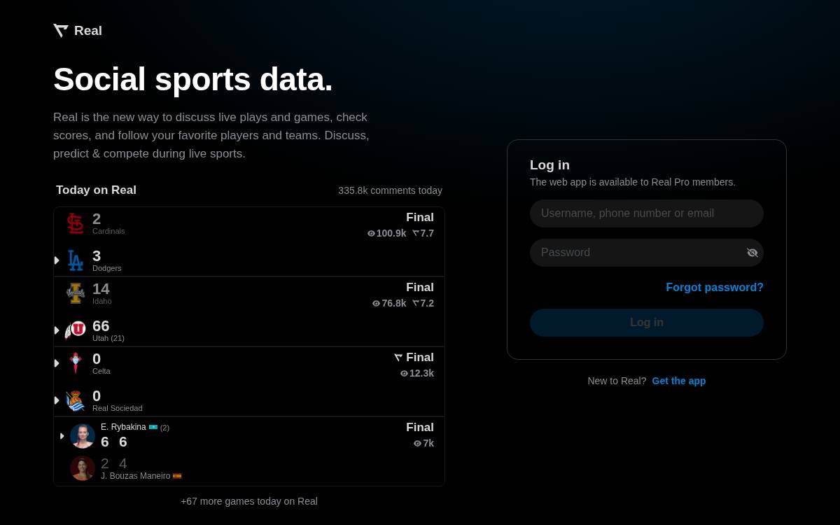 Real Sports website preview