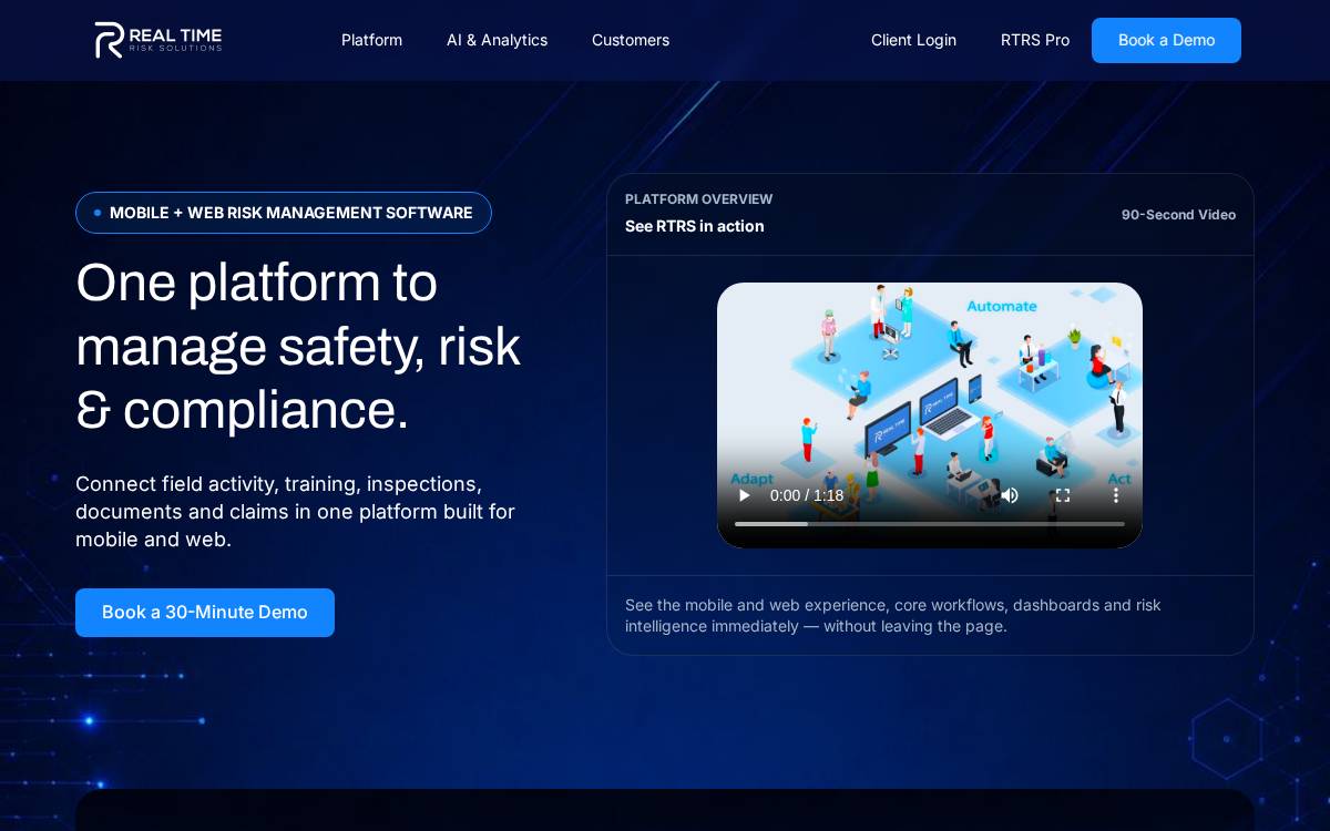 Real Time Risk Solutions website preview