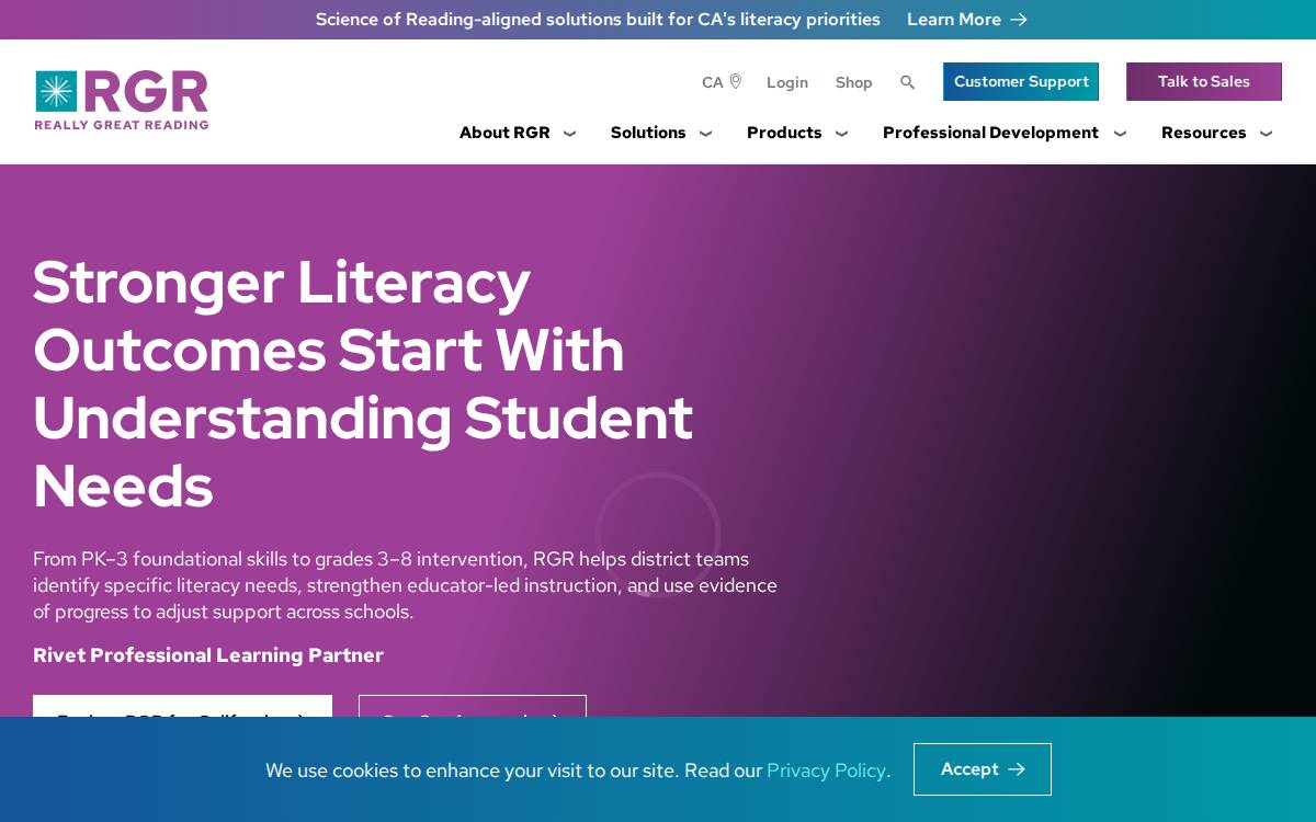 Really Great Reading website preview