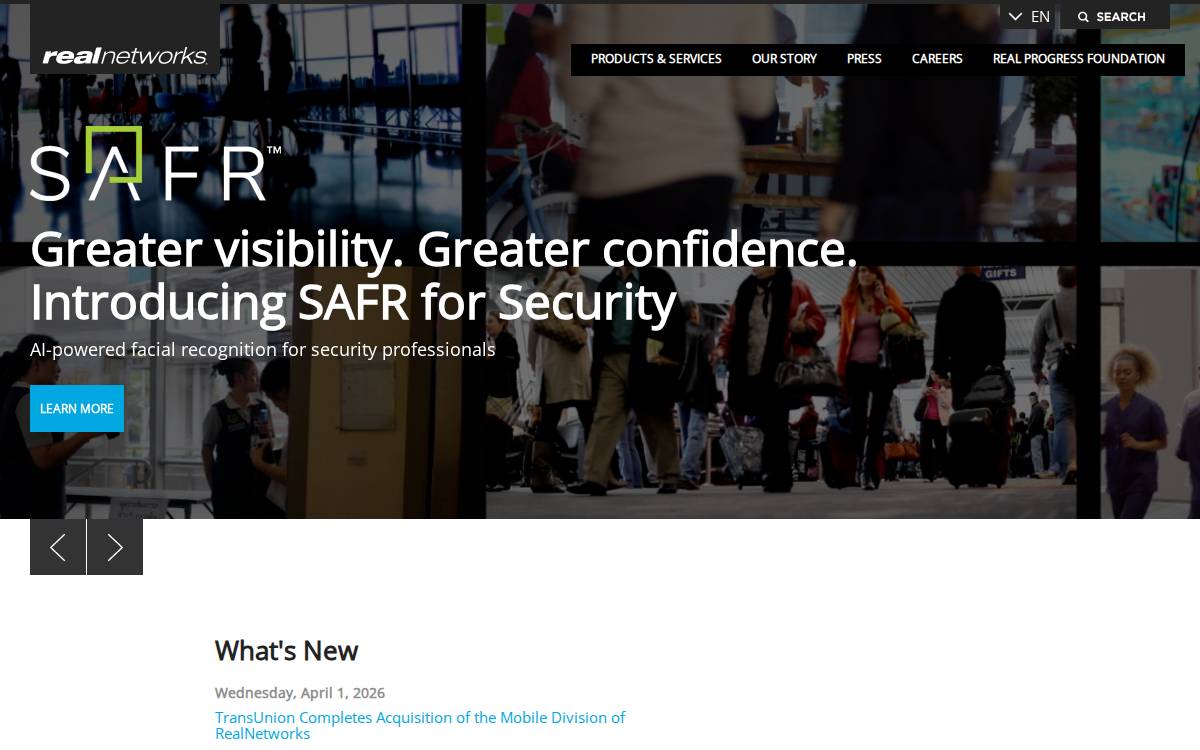 RealNetworks, Inc. website preview