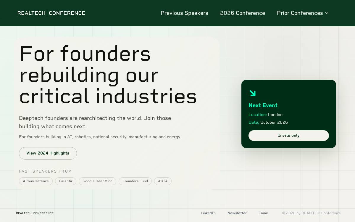 REALTECH conference, website preview