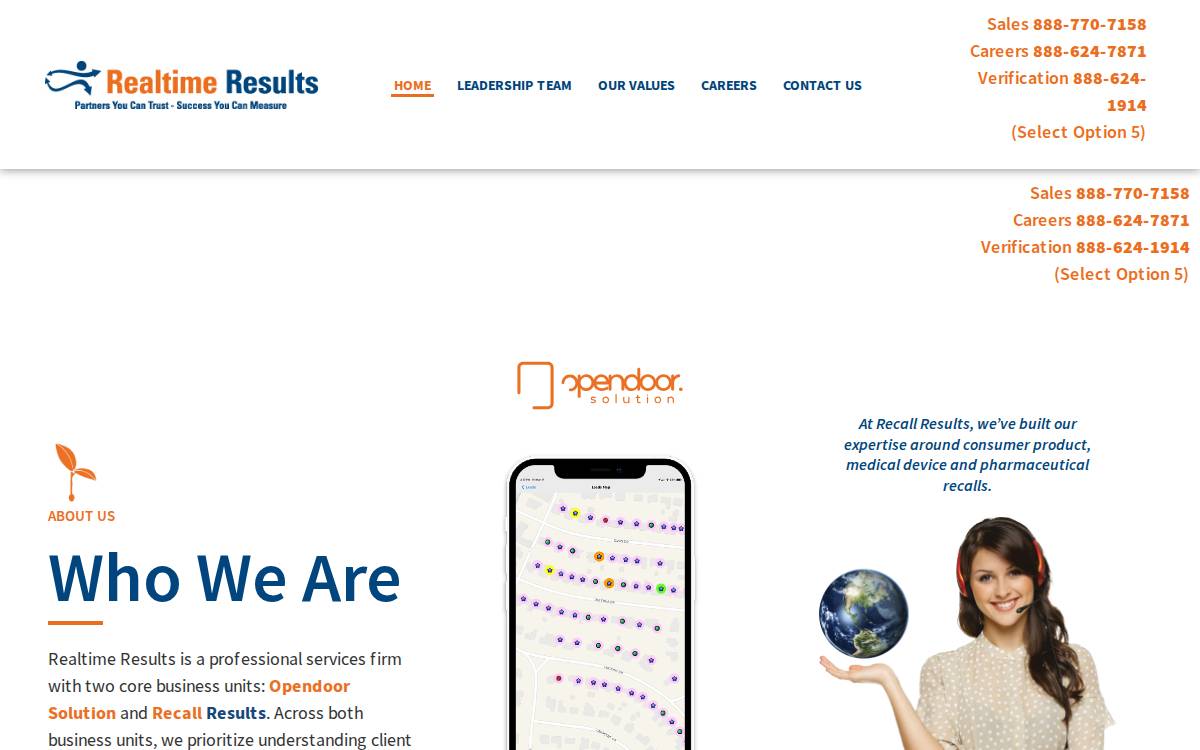 Realtime Results website preview