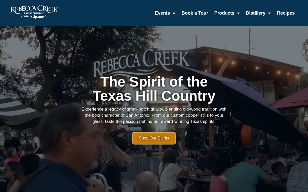 Rebecca Creek Distillery website preview