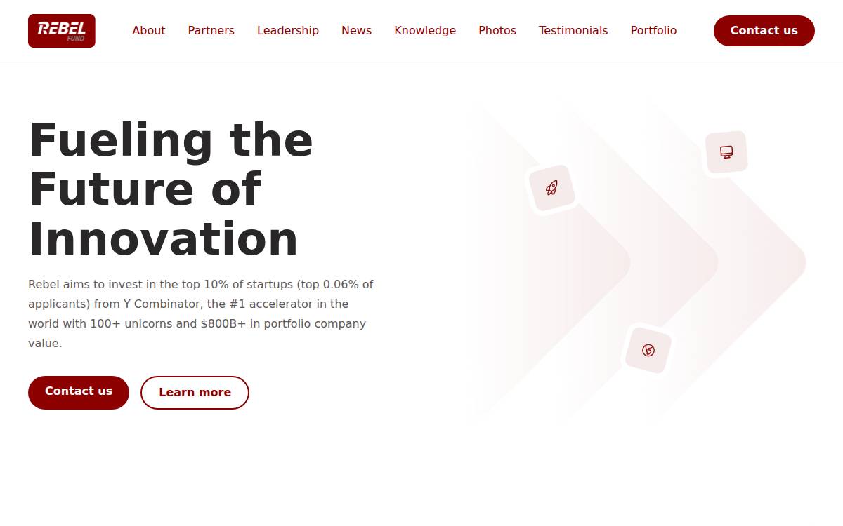 Rebel Fund website preview