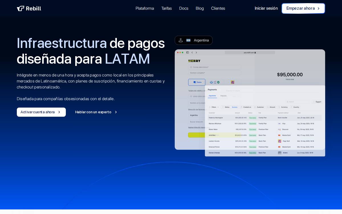 Rebill website preview