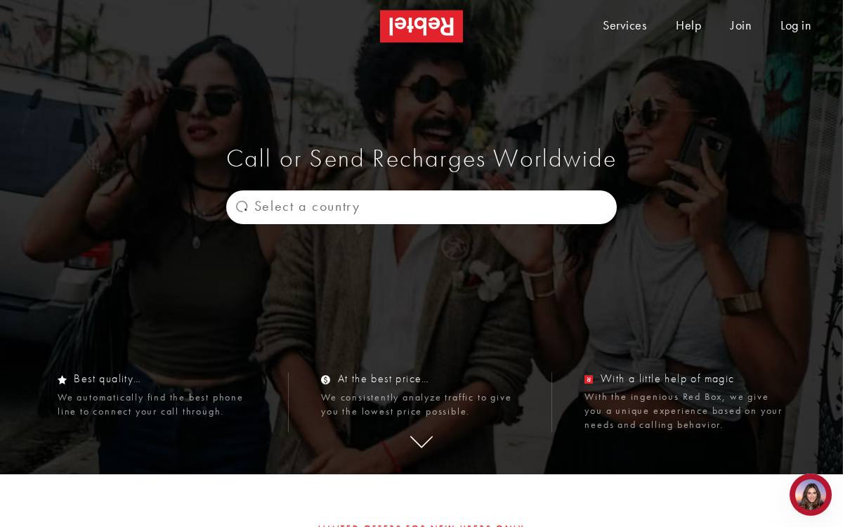 Rebtel website preview