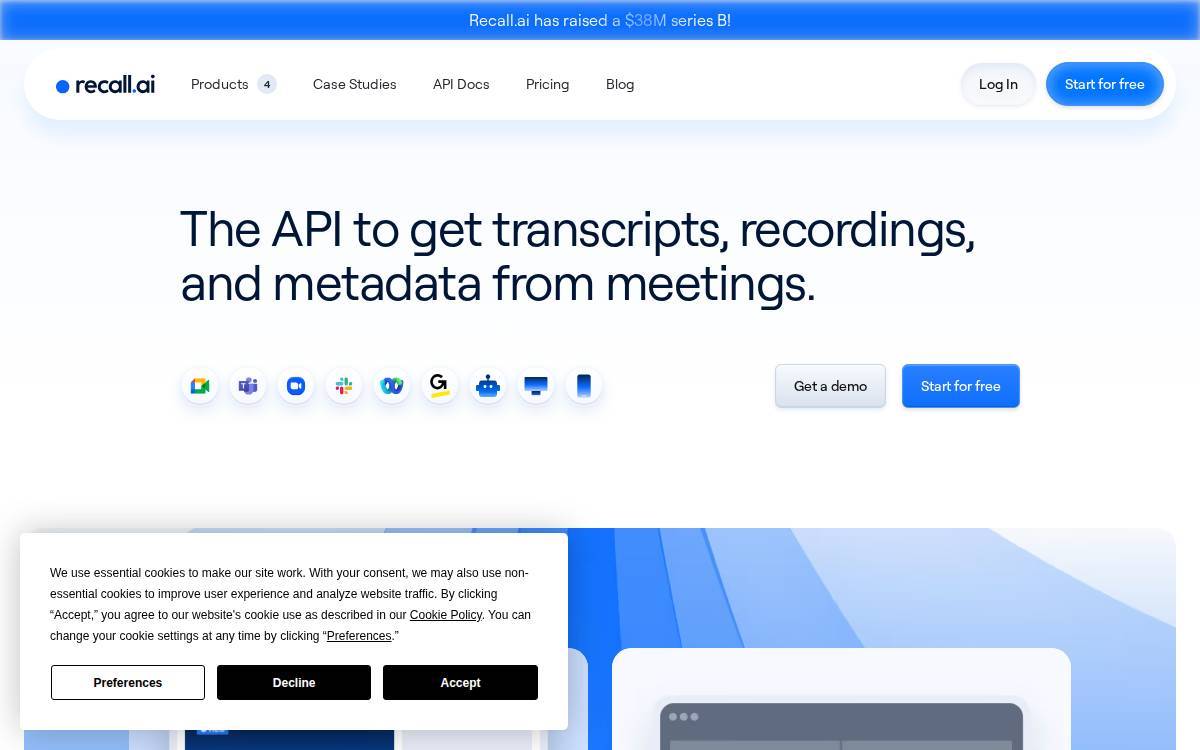 Recall.ai website preview