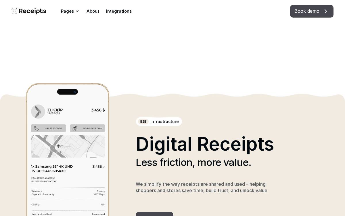 Receipts website preview