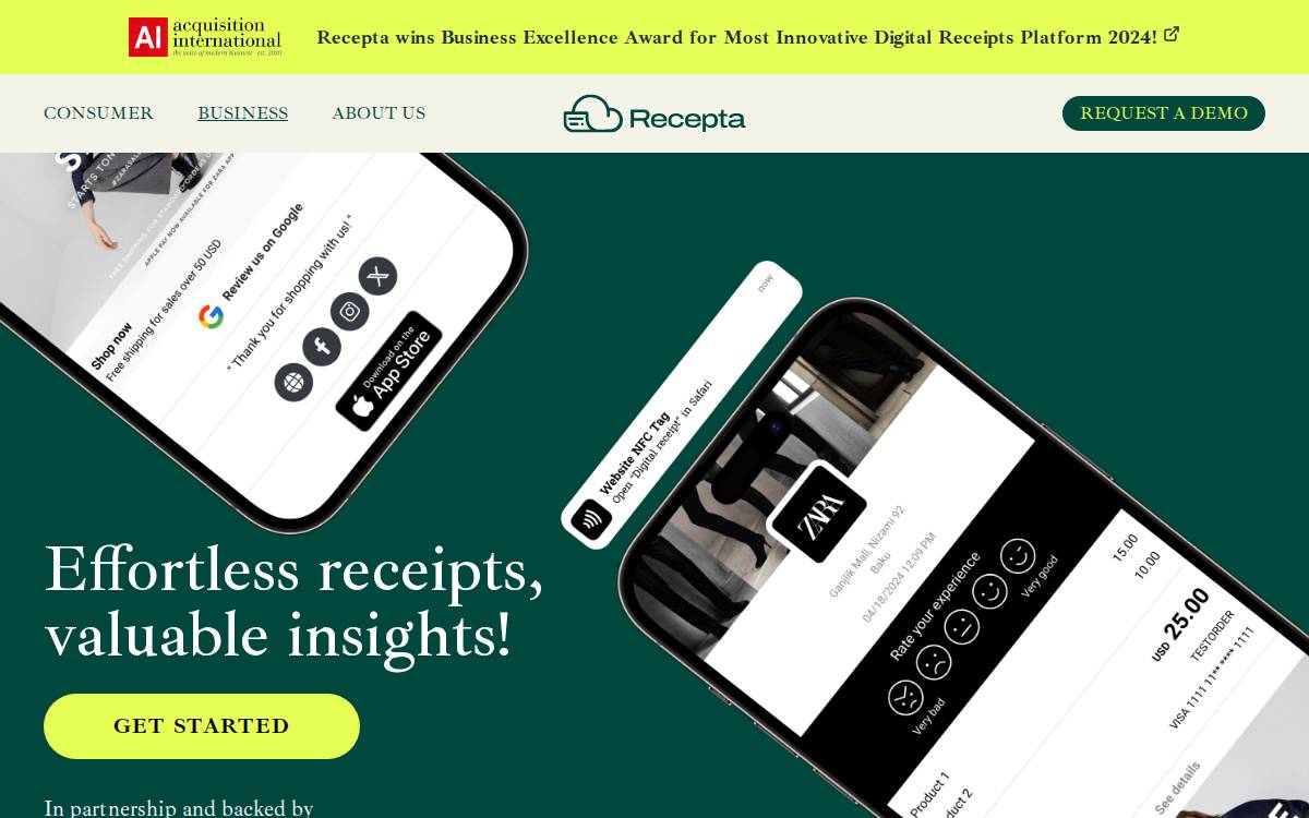 Recepta website preview