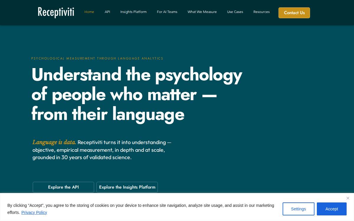 Receptiviti website preview