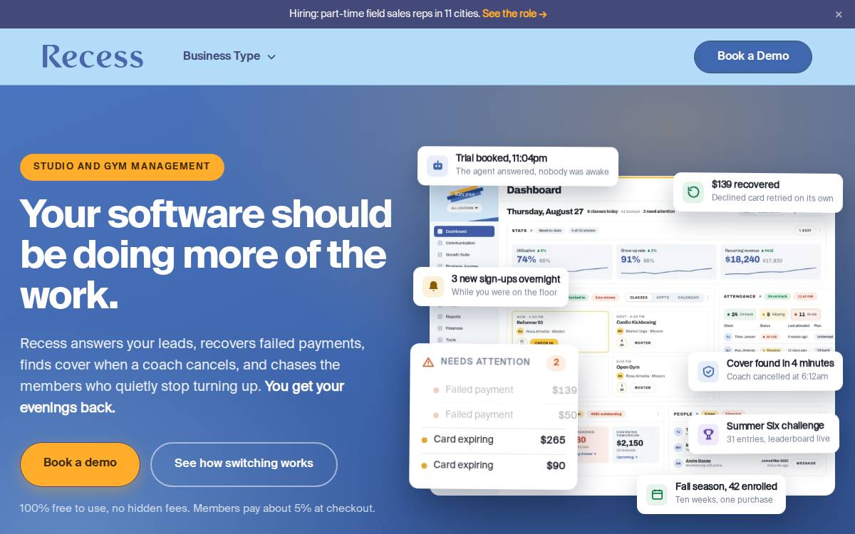 Recess website preview