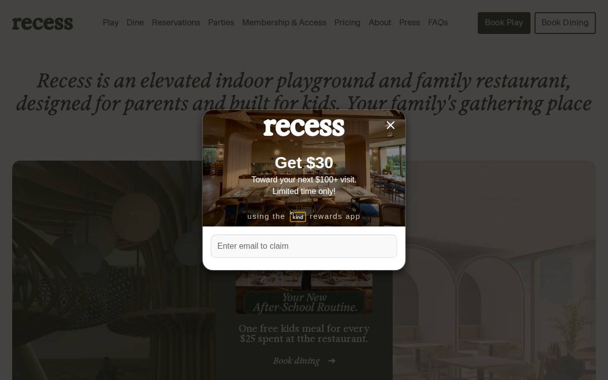 Recess River Oaks website preview