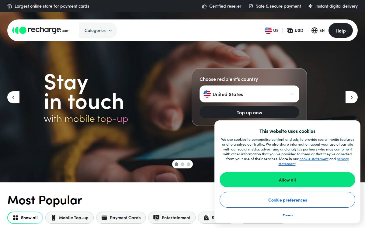 Recharge website preview