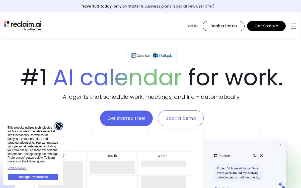 Reclaim website preview