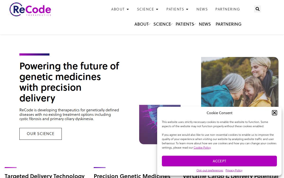 ReCode Therapeutics website preview