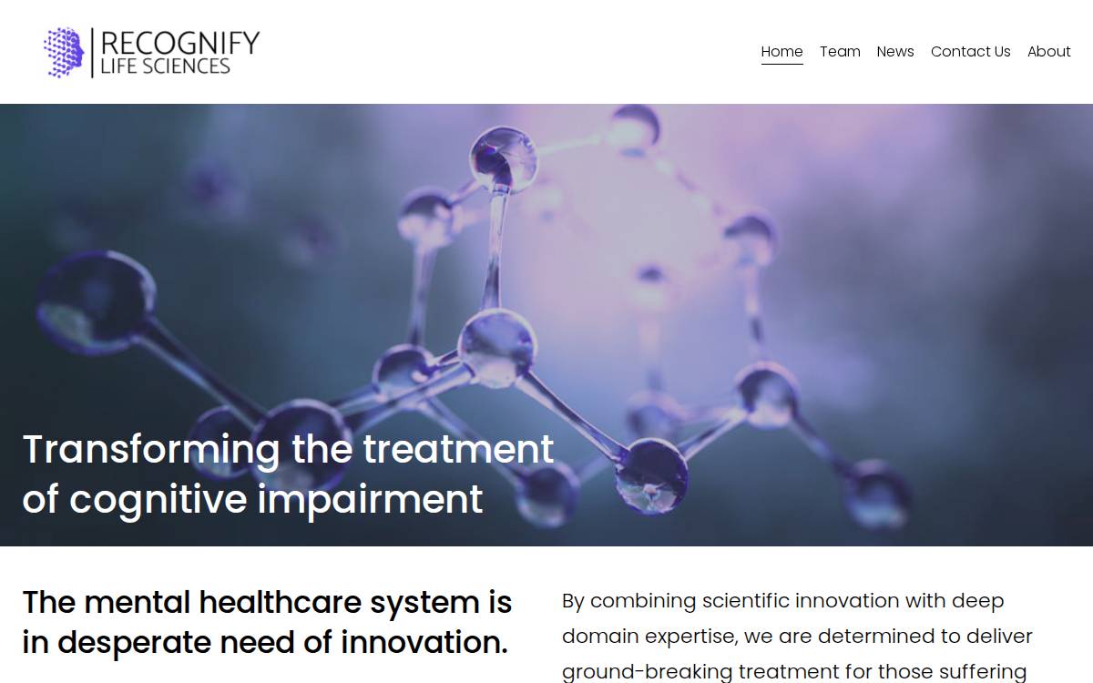 Recognify Life Sciences website preview