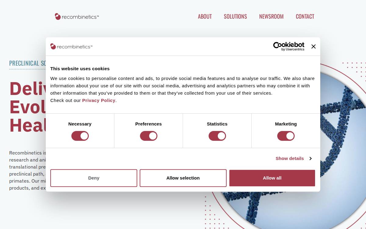 Recombinetics website preview