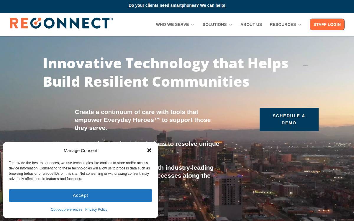 Reconnect website preview