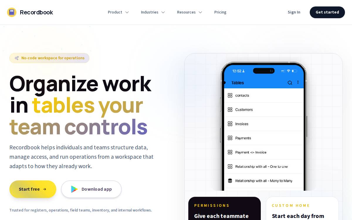 RecordBook website preview