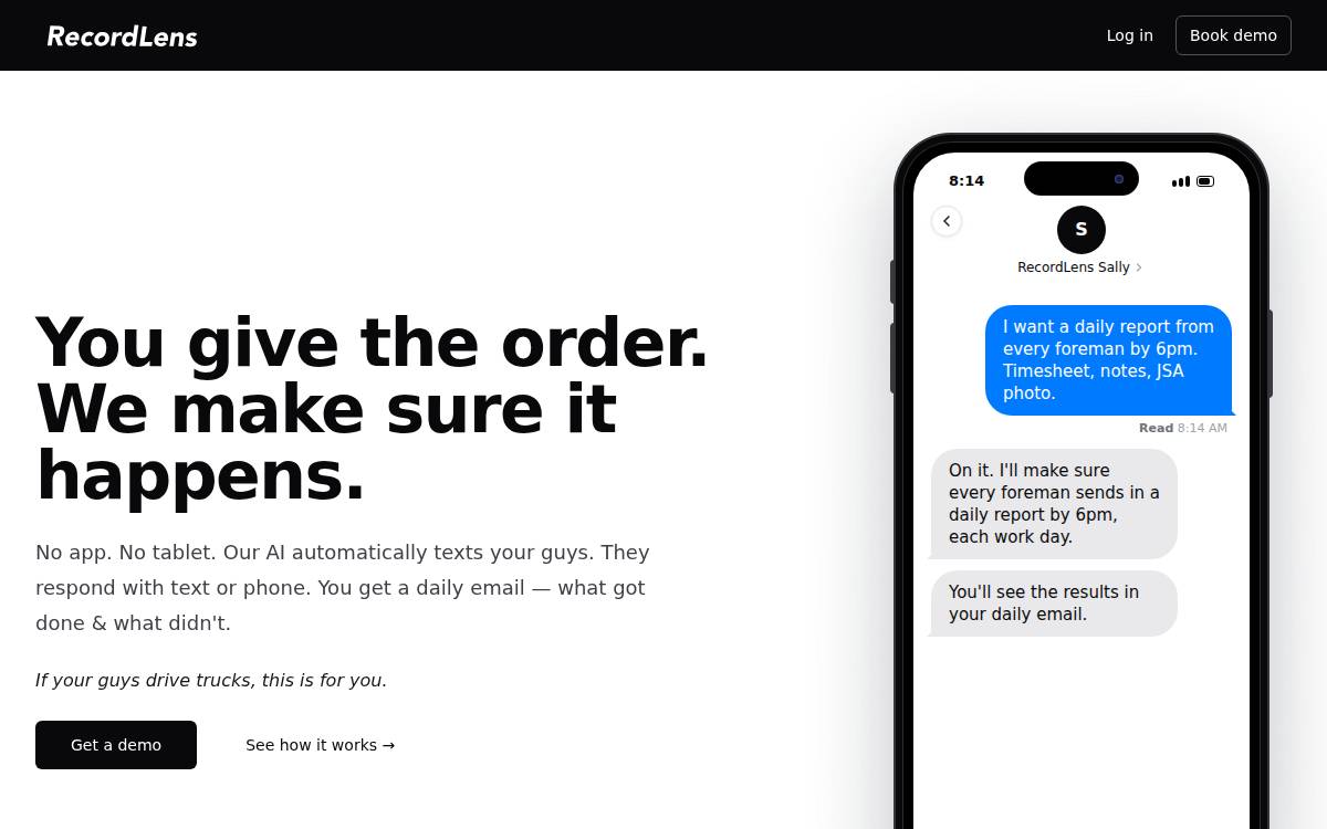 RecordLens website preview