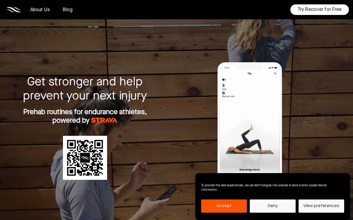 Recover Athletics website preview