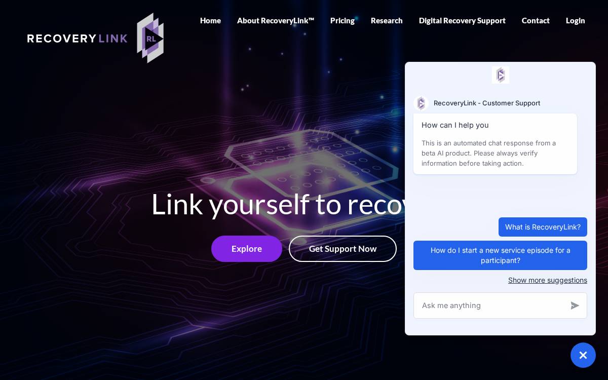 RecoveryLink website preview