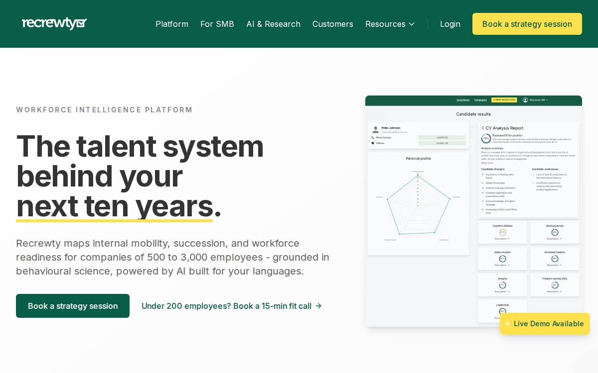Recrewty website preview