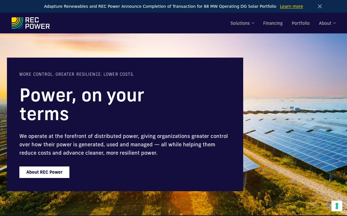 REC Solar website preview