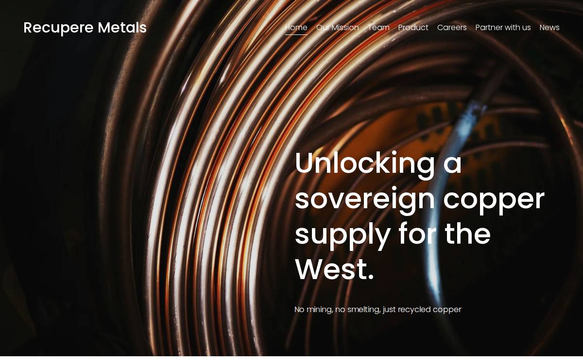 Recupere Metals website preview